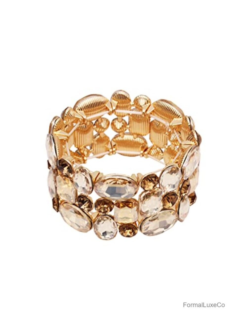 Wedding Bridal Crystal Leaf Flower Stretch Bangle Bracelet Women